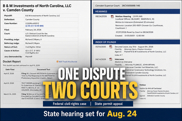 B&M Sand-Mine Dispute Spans Two Courts; State Hearing Set for Aug. 24
