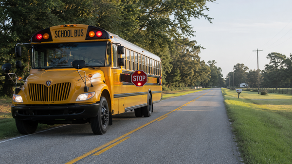 When must drivers stop for a school bus in North Carolina? The five road rules